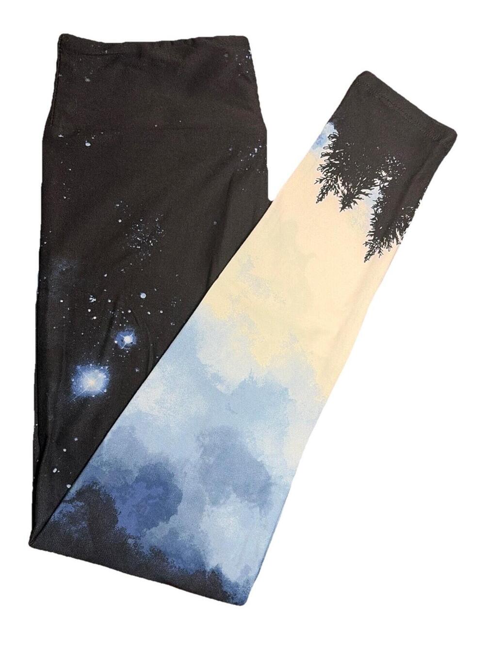 New LuLaRoe OS Dipped Skyline Stars Galaxy and Tree Print Leggings Size 2-10